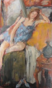 Blue shoes 2008 - Oil on board 43.9cm x 25.1cm (Framed 56.8cm  x 39.1cm) £1100