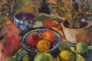 Fruit Bowl with Cactus, Oil on Canvas, 16 2/8" x 20 2/8 (Framed 21 6/8" x 26") £1495