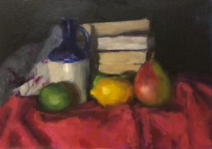 Still Life on Pink Velvet, Oil on Canvas Board, 10" x 14"