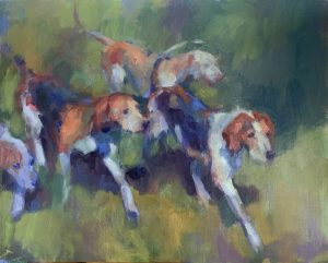 Trotting off to Work, Oil on board, 40 x 50cm